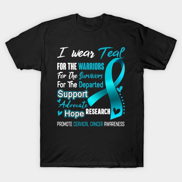 I Wear Teal For Cervical Cancer Awareness Support Cervical Cancer Warrior Gifts T-Shirt by ThePassion99